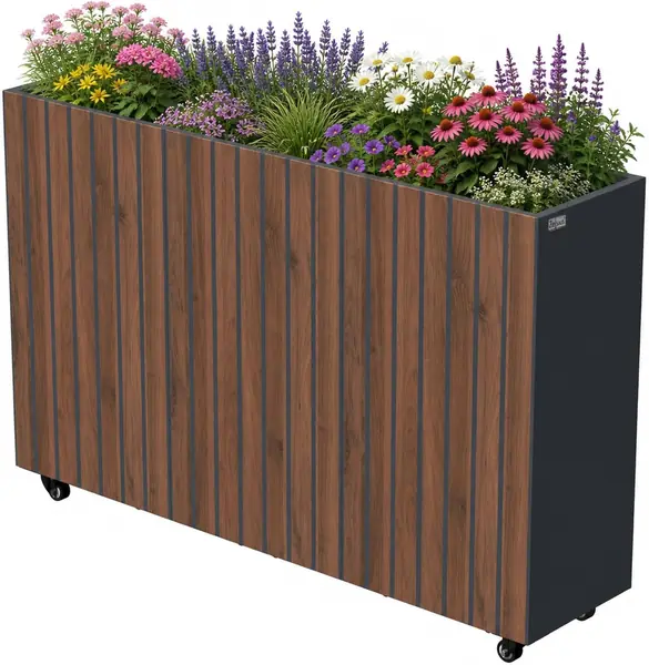 Hochbeet verzinkter Stahl mit Rollen 120 x 30 x 80 cm