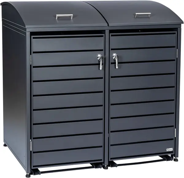Mülltonnenbox 2er Mülltonne mit abgerundetem Deckel